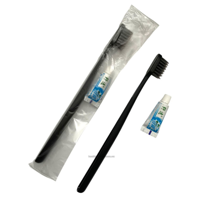 Одноразова зубна щітка з пастою 3 мл, Чорна